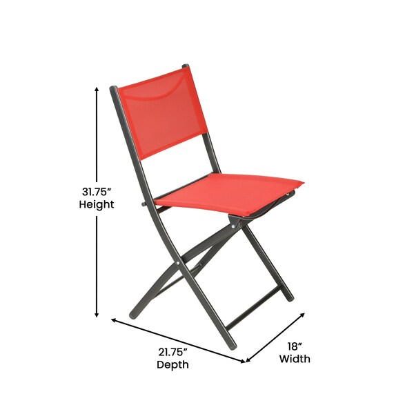 Flash Furniture Brazos Folding Chairs w/Red Flex Comfort Material Backs and Seats and Black Metal Frames, 2PK - TLH-SC-097-RED-02-GG