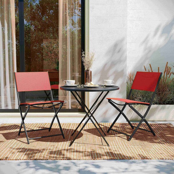 Flash Furniture Brazos Folding Chairs w/Red Flex Comfort Material Backs and Seats and Black Metal Frames, 2PK - TLH-SC-097-RED-02-GG