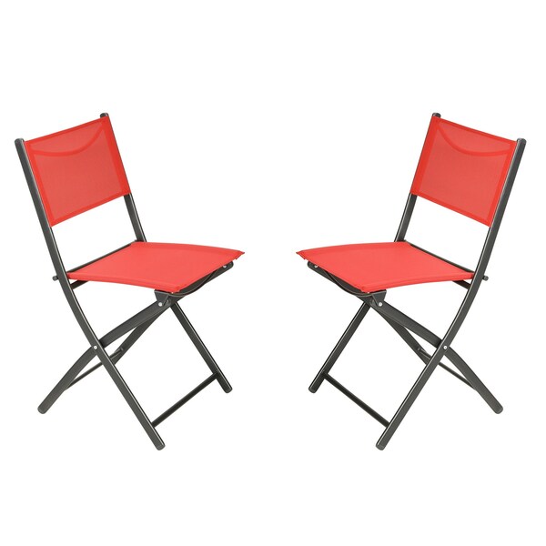 Flash Furniture Brazos Folding Chairs w/Red Flex Comfort Material Backs and Seats and Black Metal Frames, 2PK - TLH-SC-097-RED-02-GG