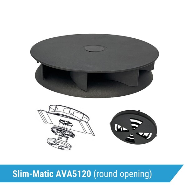 Ava-Matic Slim-Matic Wind-Powered Rotating Roof Vent for Vans, RVs, Trailers, Campers, Black, Round Shutter - AVA5120