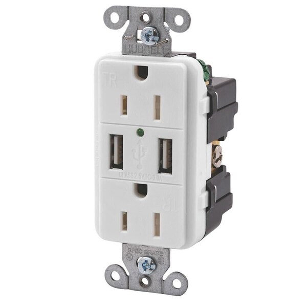 Diamond Group By Valterra Diamond Group by Valterra DG61070VP USB Duplex Receptacle with Dual USB Charger - White - DG61070VP
