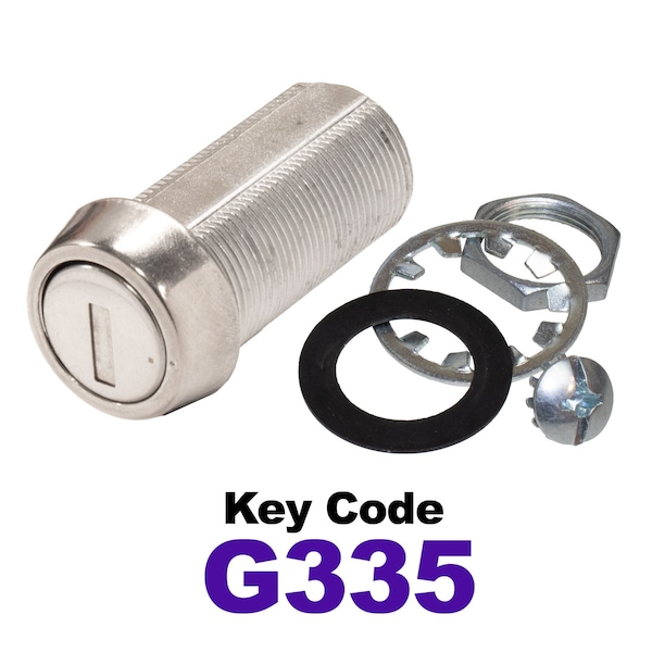 Global RV SS Compartment Lock, Cam/Blade Style, 1-3/8in Threaded Barrel, Keyed to G335, Blades not Included - CLB-335-138-SS