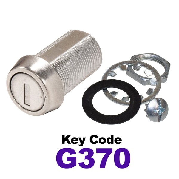 Global RV SS Compartment Lock, Cam/Blade Style, 1-1/8in Threaded Barrel, Blades not Included, Keyed to G370 - CLB-370-118-SS