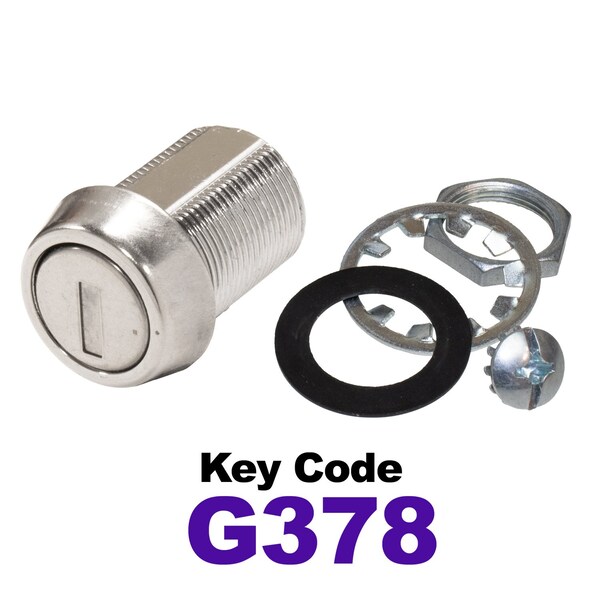 Global RV SS Compartment Lock, Cam/Blade Style, 7/8in Threaded Barrel, Blades not Included, Keyed to G378 - CLB-378-78-SS