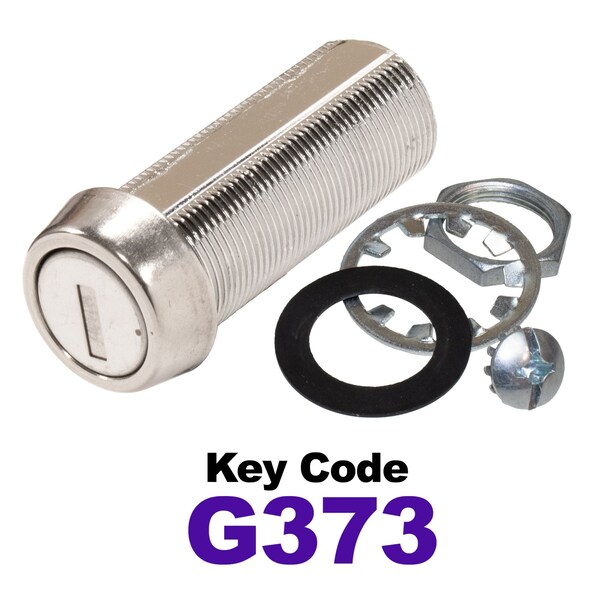 Global RV SS Compartment Lock, Cam/Blade Style, 1-3/4in Threaded Barrel, Blades not Included, Keyed to G373 - CLB-373-134-SS