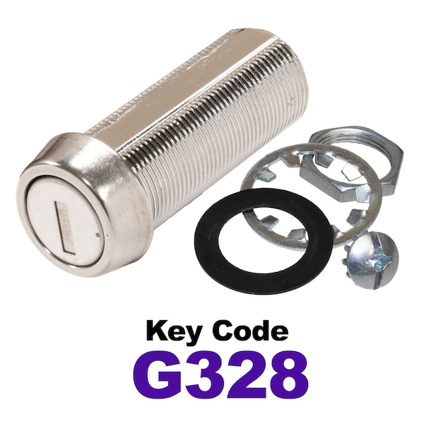 Global RV SS Compartment Lock, Cam/Blade Style, 1-3/4in Threaded Barrel, Blades not Included, Keyed to G328 - CLB-328-134-SS