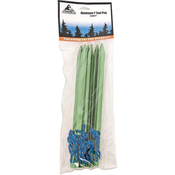 Liberty Mountain 9in. Aluminum Y Tent Peg, 6PK - 120755