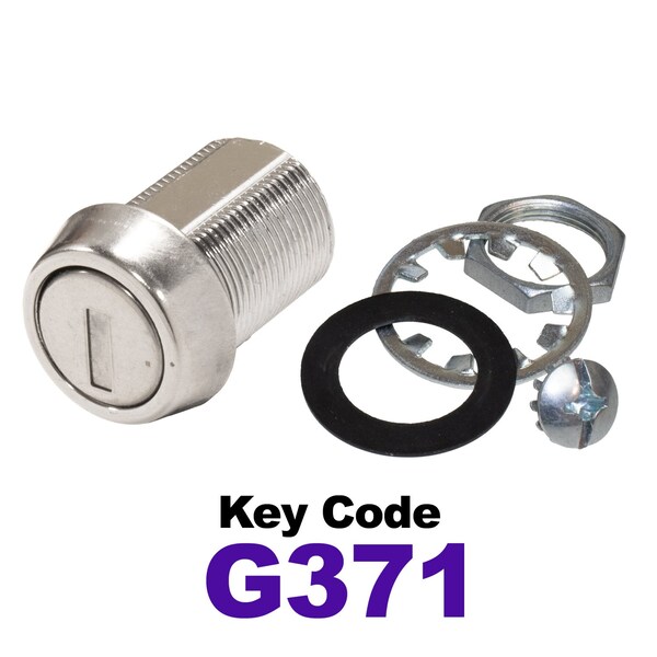 Global RV SS Compartment Lock, Cam/Blade Style, 7/8in Threaded Barrel, Blades not Included, Keyed to G371 - CLB-371-78-SS