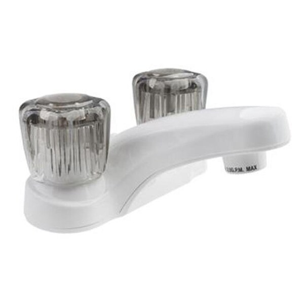 Bookazine DFPL700SWT Lavatory With Smoked Acrylic Knob Handle Faucet; White - TI364179
