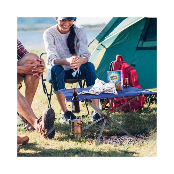 Leisure Sports Camp Table, Outdoor Folding Table with 2 Cupholders and Carrying Bag for Camping, Hiking, (Blue) - 199506ENN