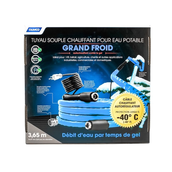 Camco HEATED DRINKING WATER HOSE -40, 12FT, 5/IN ID (E/F) CETLUS, LLC - 22920