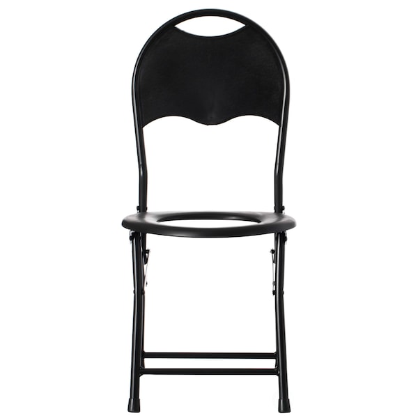 Playberg Black Folding Portable Toilet Seat for Camping and Hiking with Backrest - QI004418