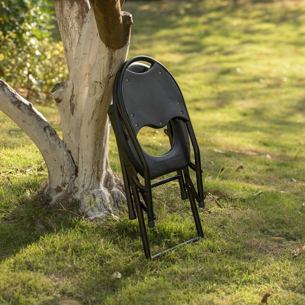 Playberg Black Folding Portable Toilet Seat for Camping and Hiking with Backrest - QI004418