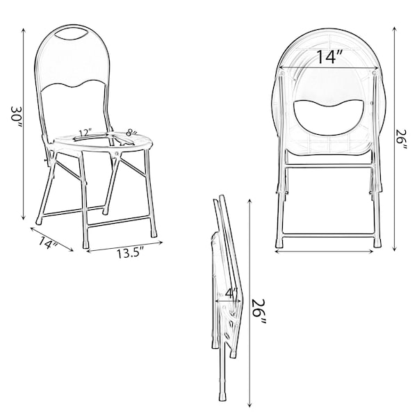 Playberg Black Folding Portable Toilet Seat for Camping and Hiking with Backrest - QI004418