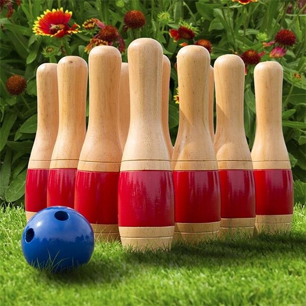 Hey Play Hey Play 80-LB11 11 in. Indoor & Outdoor Fun Lawn Bowling Game & Skittle Ball for Toddlers Kids Adults - Black - 80-LB11