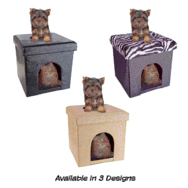 Pet Adobe Pet House Ottoman with Collapsible Multipurpose Bed and Footrest for Cat/Small Dogs (Microsuede Tan) - 676140QYP