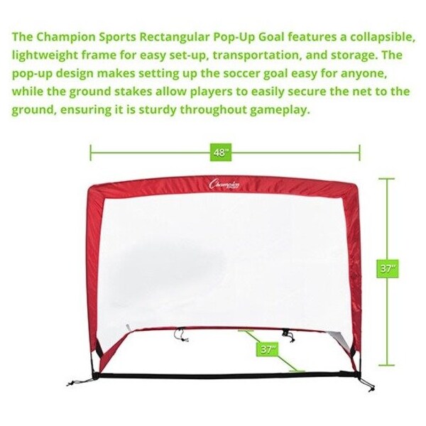 Champion Sports Rectangular Pop-Up Goal, 48Wx37Hx37"D - RG4837