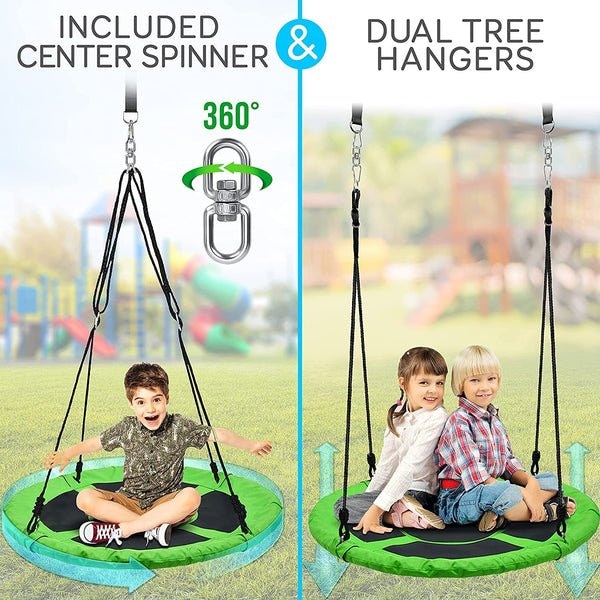 Serenelife Flying Fun Toy Swing - Indoor/Outdoor Hanging Rope Swinging Seat Spinner (Green) - SLSWNG100GN