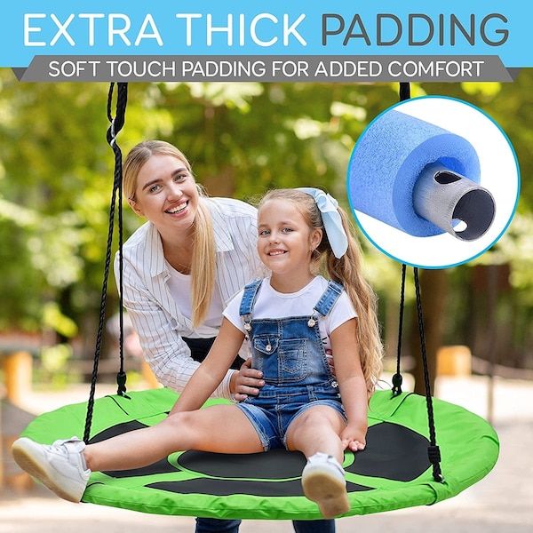 Serenelife Flying Fun Toy Swing - Indoor/Outdoor Hanging Rope Swinging Seat Spinner (Green) - SLSWNG100GN