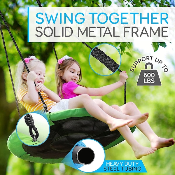 Serenelife Flying Fun Toy Swing - Indoor/Outdoor Hanging Rope Swinging Seat Spinner (Green) - SLSWNG100GN
