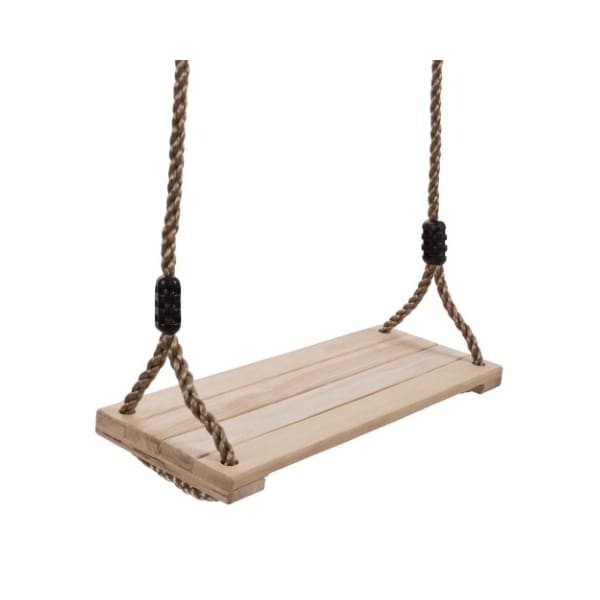 Toy Time Wooden Swing, Outdoor Flat Bench Seat with Adjustable Nylon Hanging Rope Playset for Kids - 550703ZKB