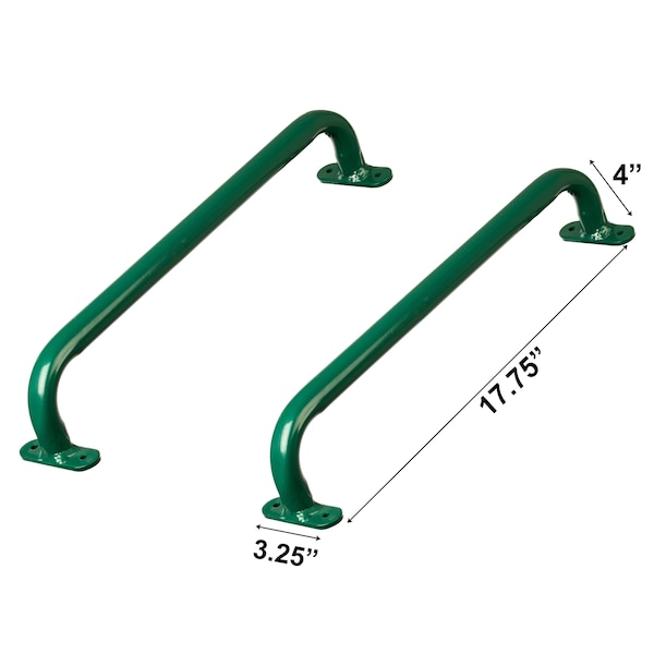 Playberg Green Metal Safety Grab Handles Set, Kids Outdoor Play House Hand Grip Bars - QI004567.GN