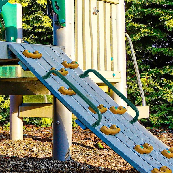 Playberg Green Metal Safety Grab Handles Set, Kids Outdoor Play House Hand Grip Bars - QI004567.GN