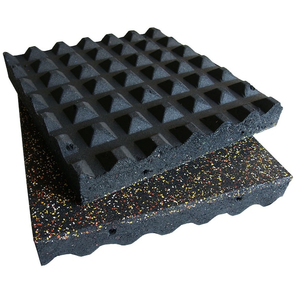 Rubber-Cal Eco-Safety Interlocking Playground Tiles - 3 x 19.5 x 19.5 In - 2 Pk 5.2 Sq Ft- Blue/White Speckled - 04-128-BW-2PK