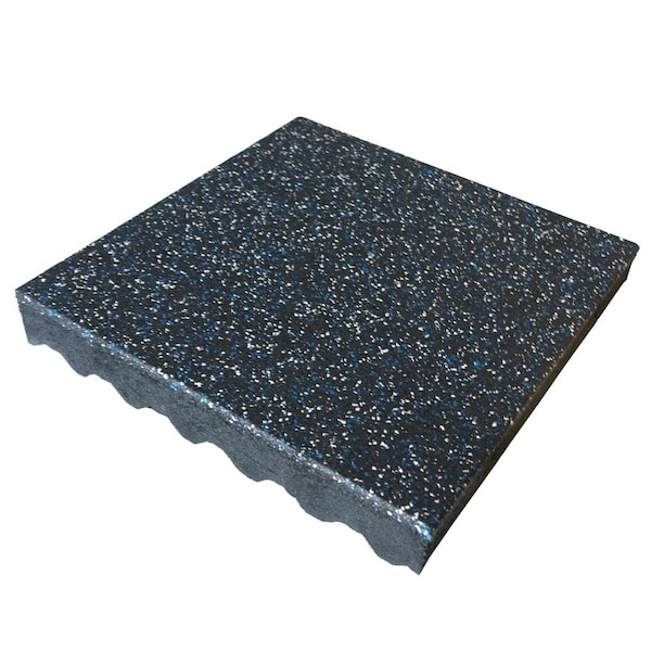 Rubber-Cal Eco-Safety Interlocking Playground Tiles - 3 x 19.5 x 19.5 In - 2 Pk 5.2 Sq Ft- Blue/White Speckled - 04-128-BW-2PK