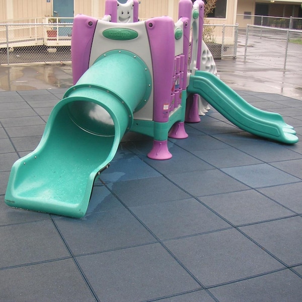Rubber-Cal "Eco-Safety" Interlocking Playground Tiles - 2.5 x 19.5 x 19.5 inch - 2 Pk - 5.2 Square Feet - Black - 04-126-CO-2PK