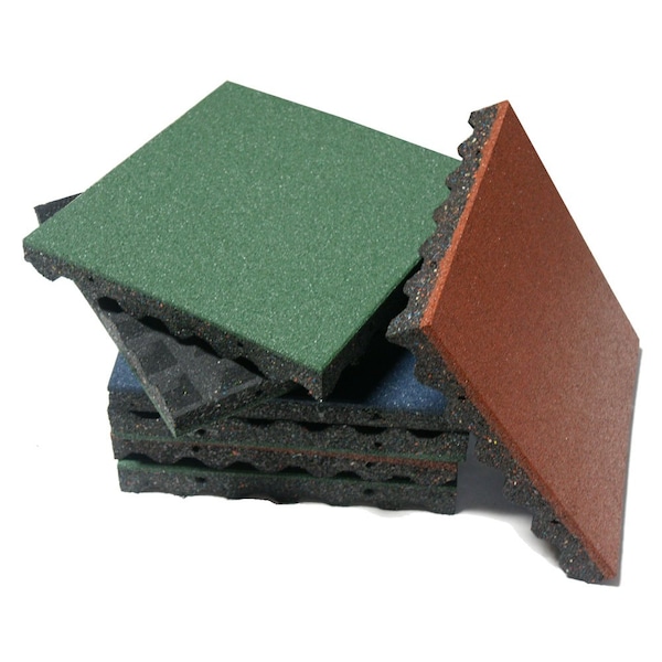 Rubber-Cal "Eco-Safety" Interlocking Playground Tiles - 2.5 x 19.5 x 19.5 inch - 2 Pk - 5.2 Square Feet - Black - 04-126-CO-2PK
