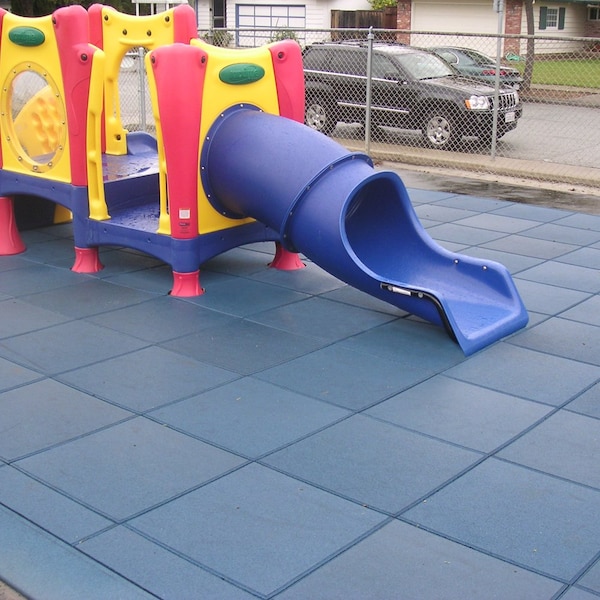 Rubber-Cal "Eco-Safety" Interlocking Playground Tiles - 2.5 x 19.5 x 19.5 inch - 2 Pk - 5.2 Square Feet - Black - 04-126-CO-2PK