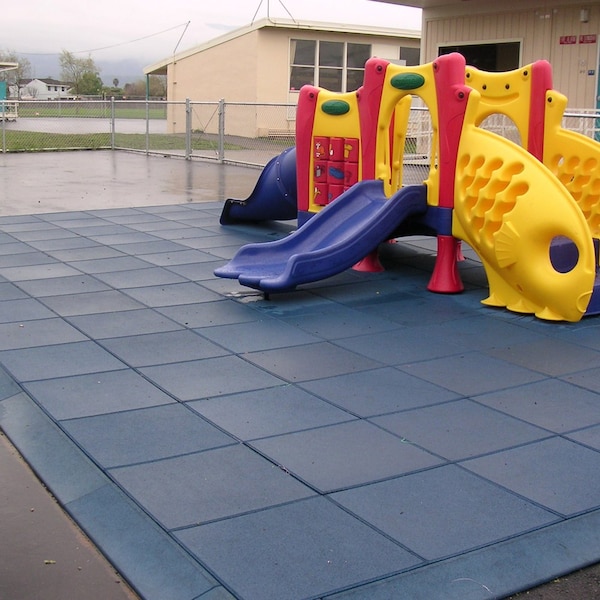 Rubber-Cal "Eco-Safety" Interlocking Playground Tiles - 2.5 x 19.5 x 19.5 inch - 2 Pk - 5.2 Square Feet - Black - 04-126-CO-2PK
