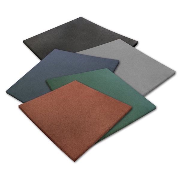 Rubber-Cal "Eco-Sport" Interlocking Tiles - 1 x 19.5 x 19.5 Inch - 5 Pack - 132 Square Feet Coverage - Coal - 03-209-CO-50PK