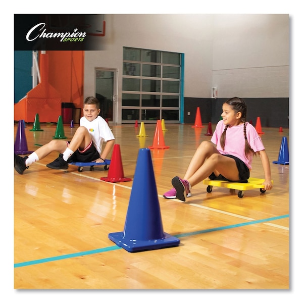 Champion Sports Hi-Visibility Vinyl Cones, 18" Tall, Fluorescent Orange, 10.63" x 10.63" Base - C18OR