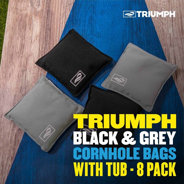 Triumph Black and Grey Cornhole Bags W/ Tub, 8PK - 12-0060-3