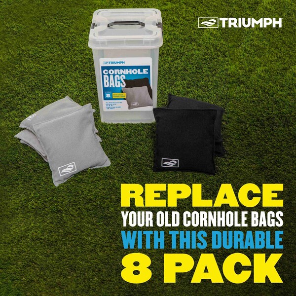 Triumph Black and Grey Cornhole Bags W/ Tub, 8PK - 12-0060-3