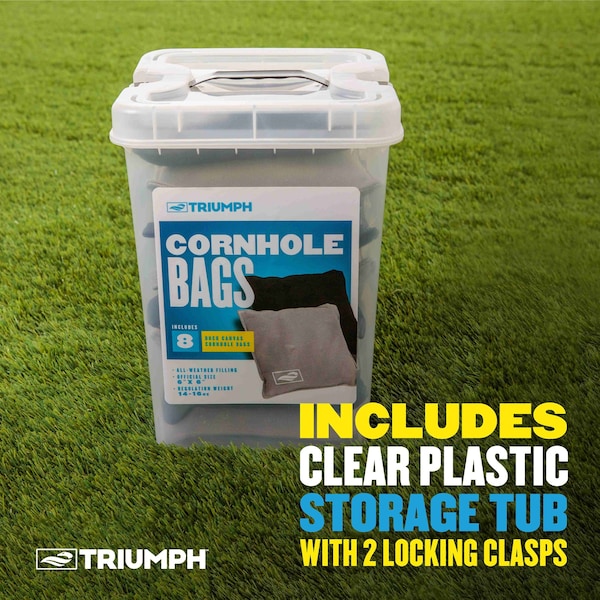 Triumph Black and Grey Cornhole Bags W/ Tub, 8PK - 12-0060-3