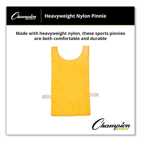 Champion Sports Heavyweight Pinnies, Nylon, One Size, Gold, PK12 - NP1GD