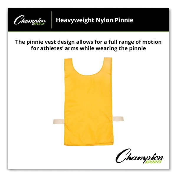 Champion Sports Heavyweight Pinnies, Nylon, One Size, Gold, PK12 - NP1GD