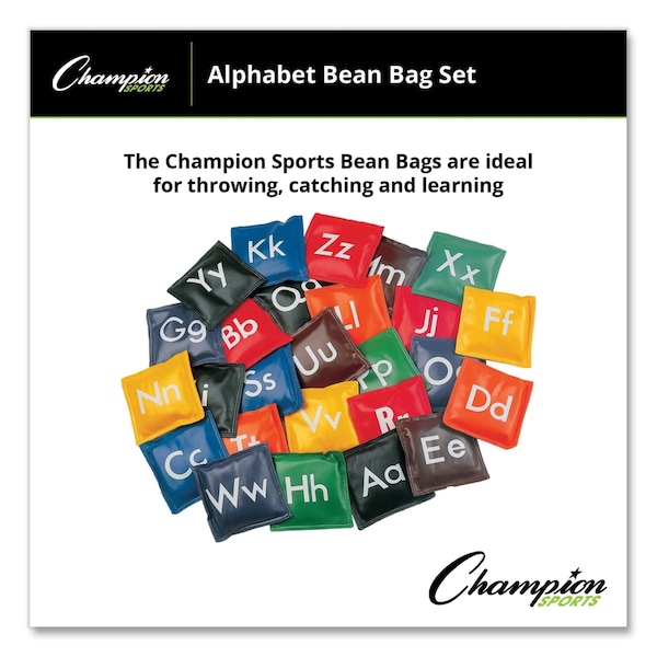 Champion Sports Alphabet Bean Bag Set, Vinyl, Assorted Colors, PK26 - AB55