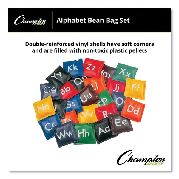 Champion Sports Alphabet Bean Bag Set, Vinyl, Assorted Colors, PK26 - AB55