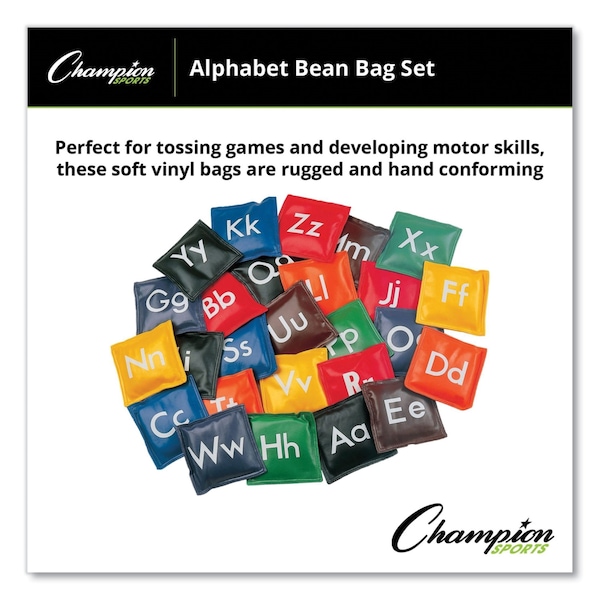 Champion Sports Alphabet Bean Bag Set, Vinyl, Assorted Colors, PK26 - AB55