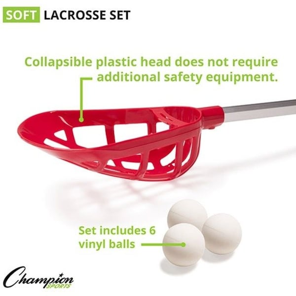 Champion Sports Soft Lacrosse Set, 12 Sticks, 6 Balls, PK18 - LAXSR