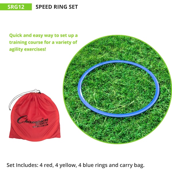 Champion Sports Training Speed Ring Set, 18", Colors, PK12 - SRG12