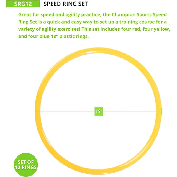Champion Sports Training Speed Ring Set, 18", Colors, PK12 - SRG12