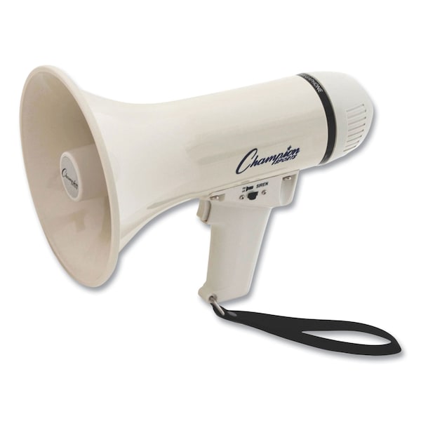 Champion Sports Megaphone, 4 W to 8 W, 400 yds Range, White - MP4W