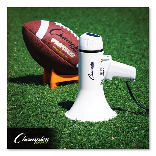 Champion Sports Megaphone, 4 W to 8 W, 400 yds Range, White - MP4W