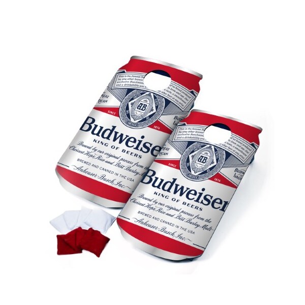 Toy Time Budweiser Cornhole Outdoor Game Set, 2 Wooden Anheuser-Busch Can-Shaped Boards with 8 Bean Bags - 806532XIO