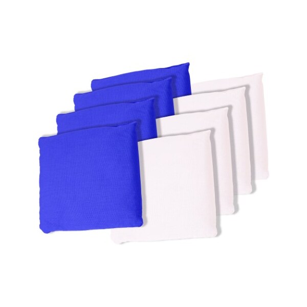 Toy Time Regulation Sized Cornhole Canvas Bag Set with Moisture Lining for Kids/Adults (8-pack, Blue/White) - 127845FEA